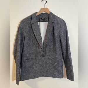 Tribal Linen/Cotton Blend 1 Button LinedBlazer Jacket Size 12 Gray Textured Look